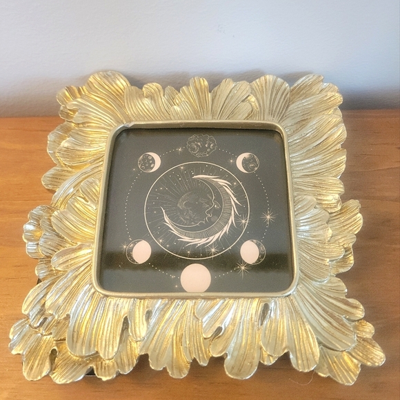3/$30 Gold Leaf Design Picture Frame With Lunar Phase Cork Print - Picture 4 of 9